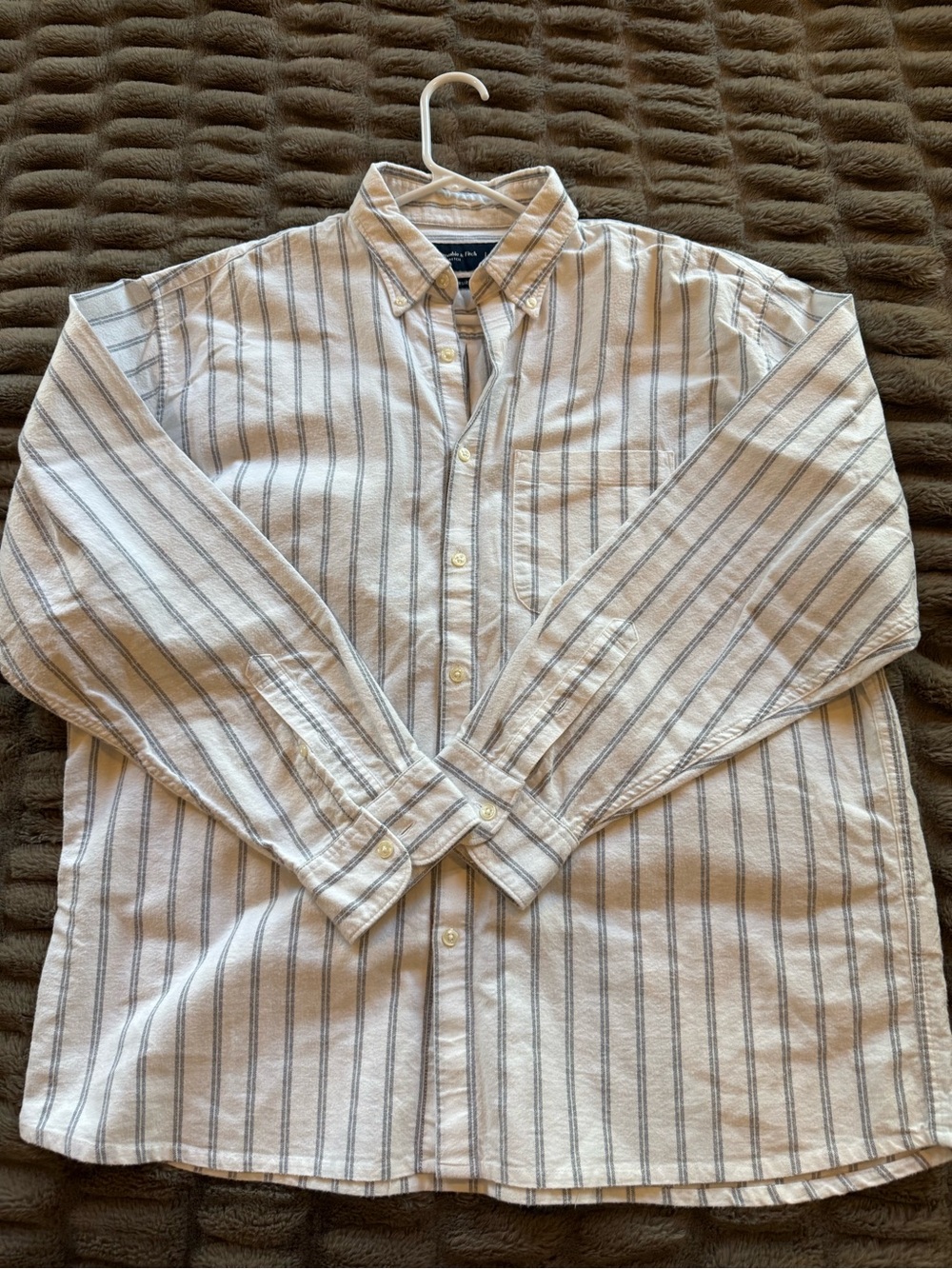 Abercrombie & Fitch oversized Button-Down Shirt white with Grey Stripes